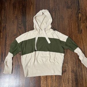 Madewell Green and Cream Hooded Sweater with Soft Knitted Material